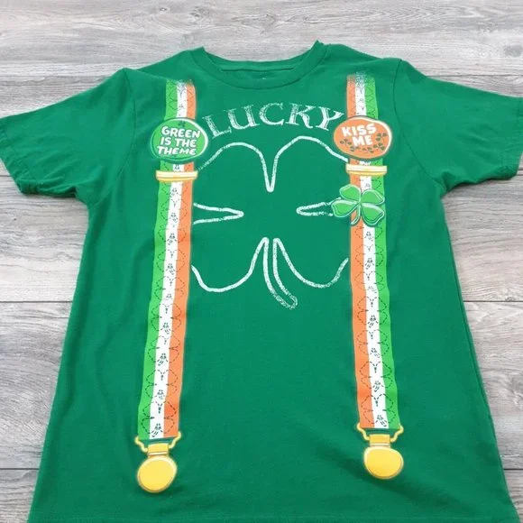 Celebrate St Patricks Mens Child 34/36 Short Sleeve TShirt Leprechaun Green Pub - Picture 5 of 7